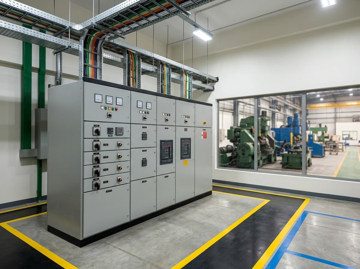 Industrial electrical panel and machinery in a clean factory
